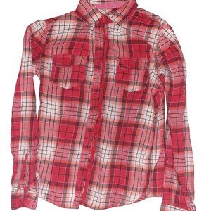 Aeropostale Pink and Red Plaid Button Down Shirt Size XL 100% Cotton